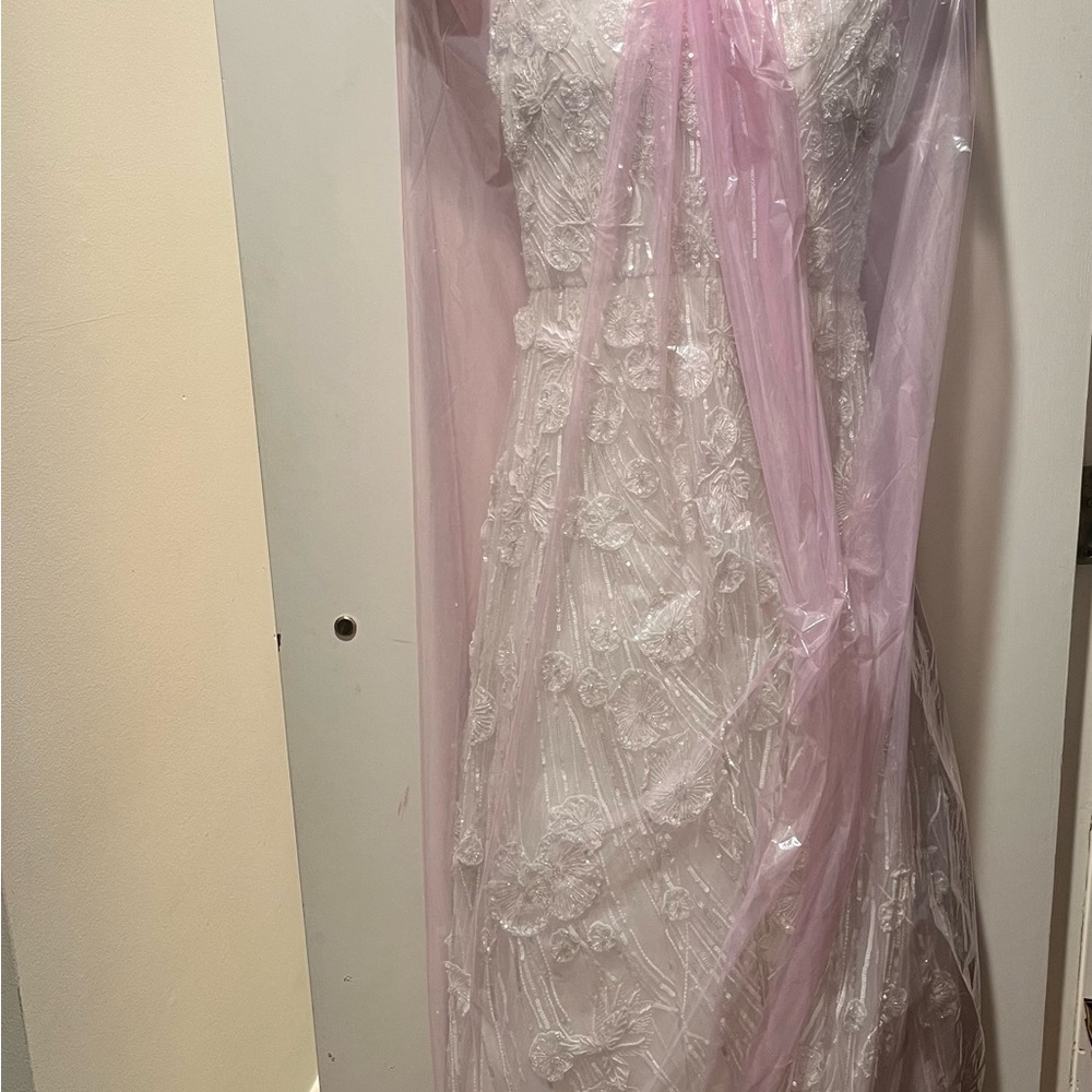 Gorgeous Beaded appliqué with lace wedding gown